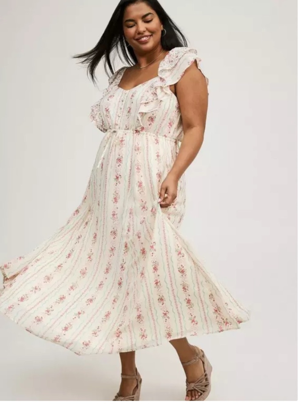 ⭐️ NEW Torrid 2X Floral Chiffon Maxi Dress Sweetheart Neck Pockets